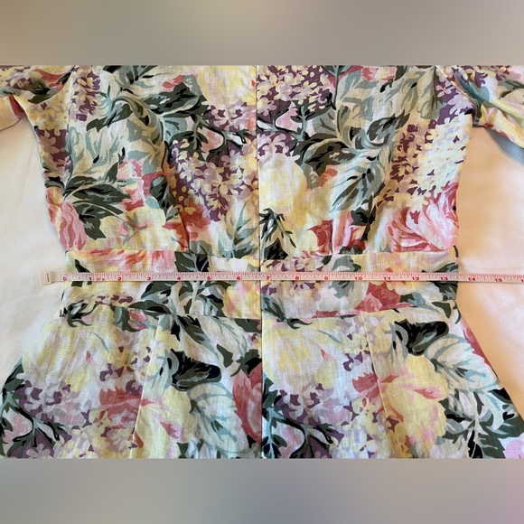 Faithfull the Brand Women’s Linen Floral Romper Yellow Pink Size 4 EUC - Picture 5 of 9